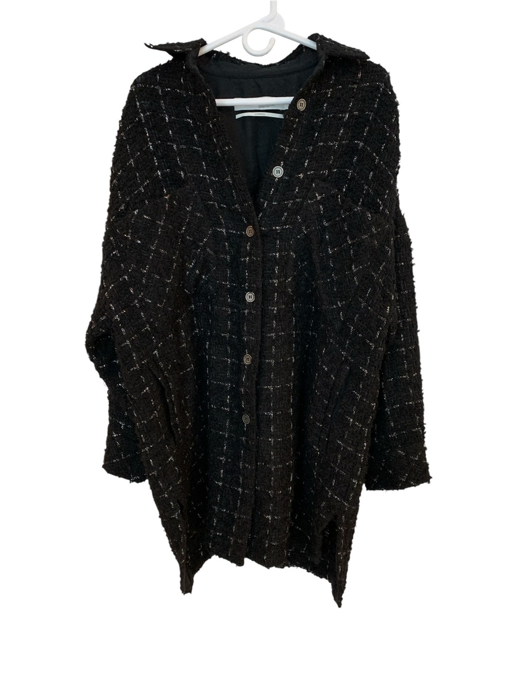 IRO PARIS Mainte Black Tweed Shacket with Metallic Silver Thread size 40